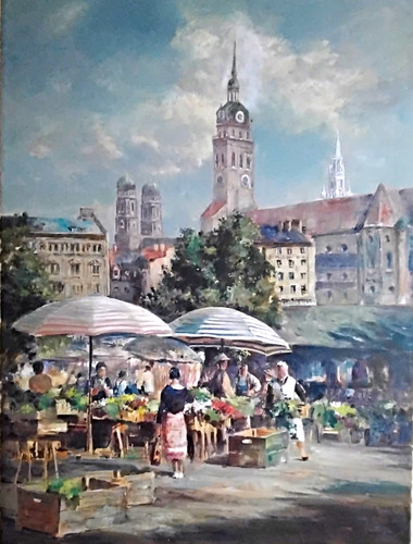 ölgemälde stadtbild münchen - Ölgemälde,
