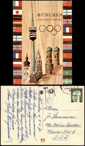 Ansichtskarte münchen flaggen - ansichtskarte,