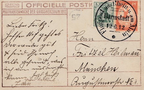 Flug post karte 1912 darmstadt - flug-post-karte,