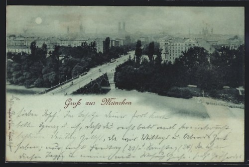 Ansichtskarte münchen blick - ansichtskarte, münchen,