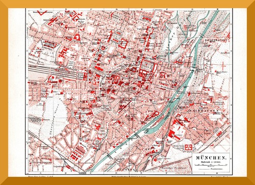 München stadtplan von 1895 - +,