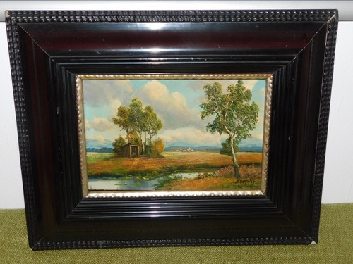 Gemälde landschaft mit stadt - gemälde,